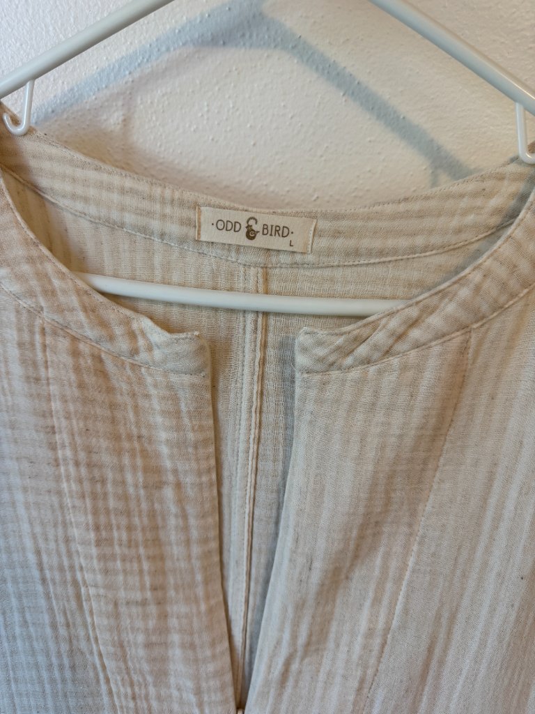 Odd Bird Co Ruya Tunic Dress Ivory Stripe Cotton Gauze Convertible L — image 4 of 6
